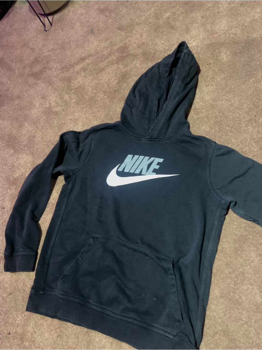 Nike Black Hoodie with White Swoosh and Logo